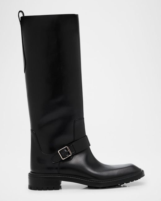 Saint Laurent Black Vadim Smooth Calfskin Rubber-Sole High Boots for men