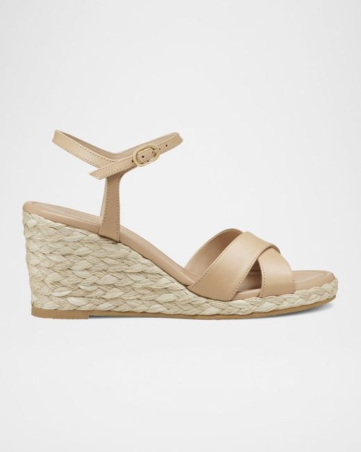 Stuart Weitzman Metallic Dayna Suede Crisscross Wedge Espadrilles