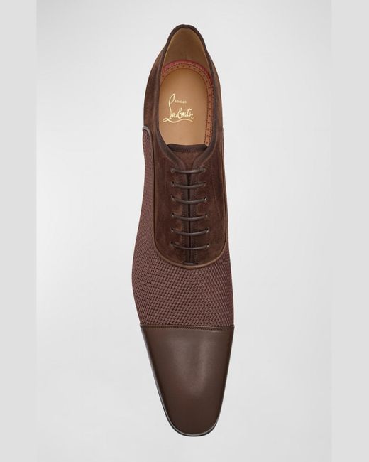 Christian Louboutin Brown Ac Greggo Textile And Leather Oxfords for men