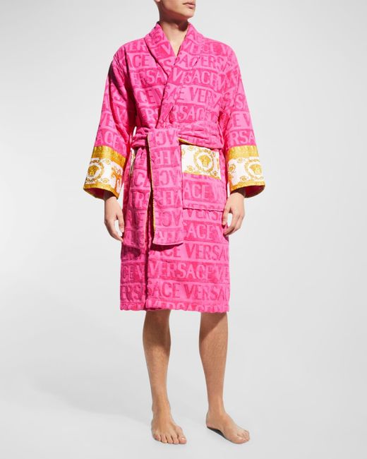 Versace Pink Barocco Sleeve Robe for men