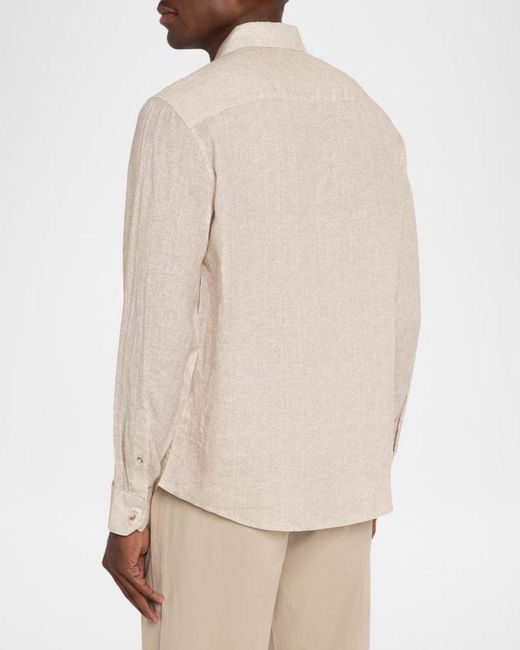 Bugatchi Natural Apos;S Axel Linen Button-Down Shirt for men