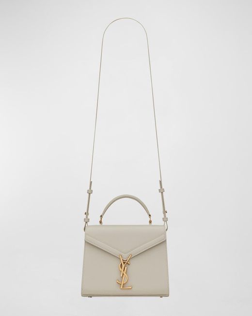 Saint Laurent White Cassandra Mini Ysl Top Handle Crossbody Bag
