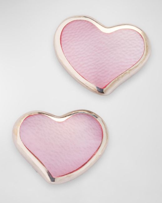 Jan Leslie Pink Heart Stud Earrings