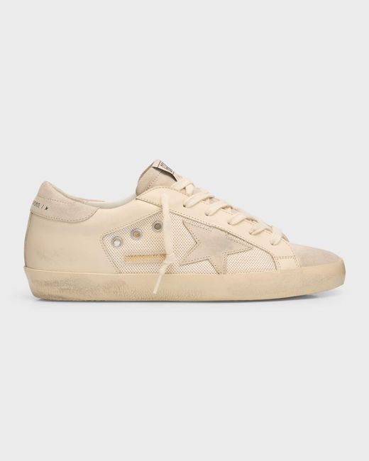 Golden Goose Deluxe Brand Natural Superstar Mixed Leather Low-Top Sneakers
