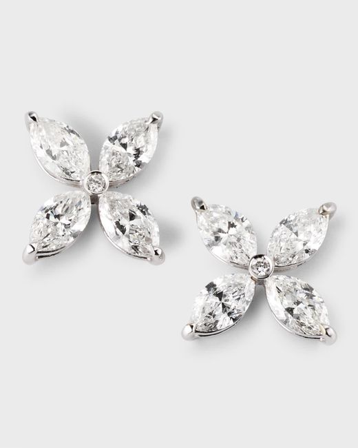 Zydo Metallic 18k White Gold In Bloom Earrings With Diamonds
