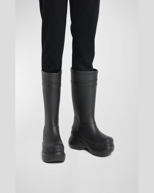 Balenciaga Black X Crocstm Tonal Rubber Rain Boots for men