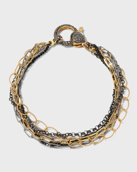 Margo Morrison Metallic Multi-chain Combination Bracelet With A Diamond Clasp