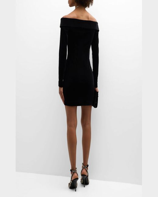 L'Agence Black Micaela Off-Shoulder Blazer Mini Dress