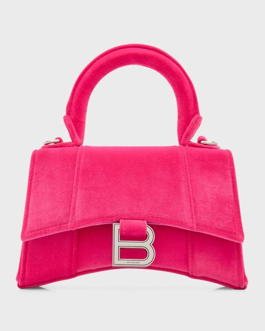 Balenciaga Pink Hourglass Xs Handbag Velvet Jersey