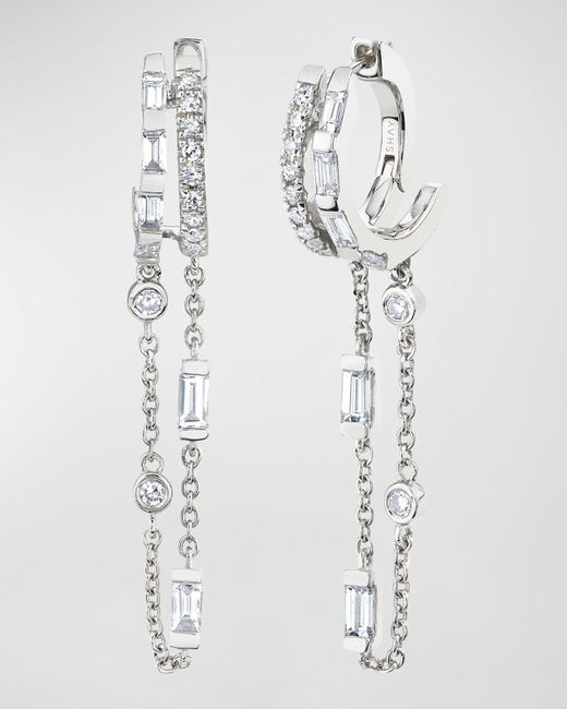 SHAY White 18K Double Mixed Diamond Earrings