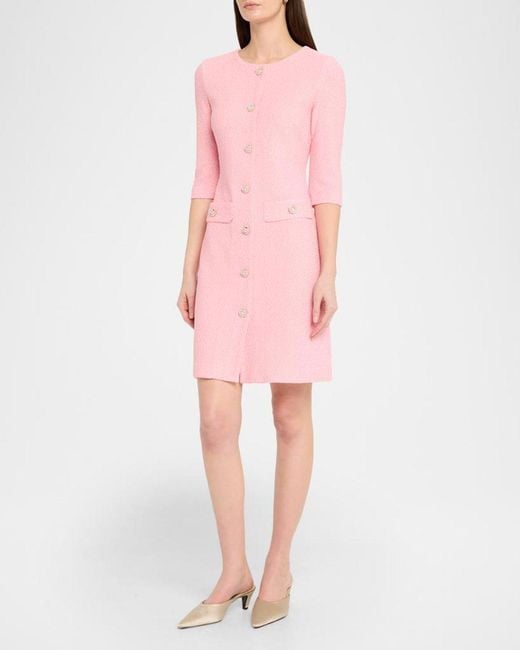 Misook Pink Button-Down Knit Mini Dress