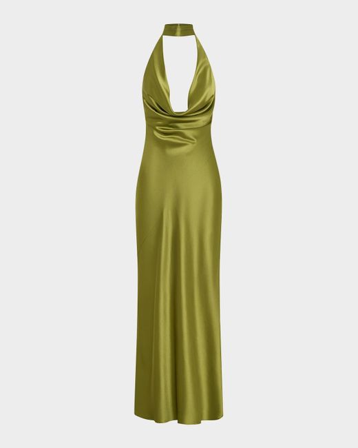 Nicholas Green Lyria Cutout Draped Halter Gown