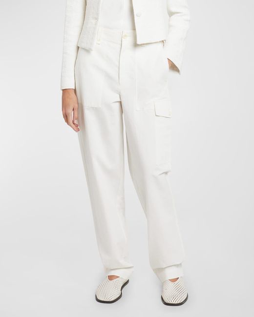 Proenza Schouler White Octavia Cotton-Linen Pants