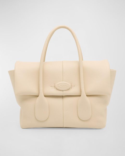 Tod's Natural Flap Leather Top-Handle Bag
