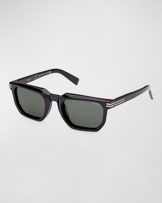 Zegna Multicolor Acetate Rectangle Sunglasses for men