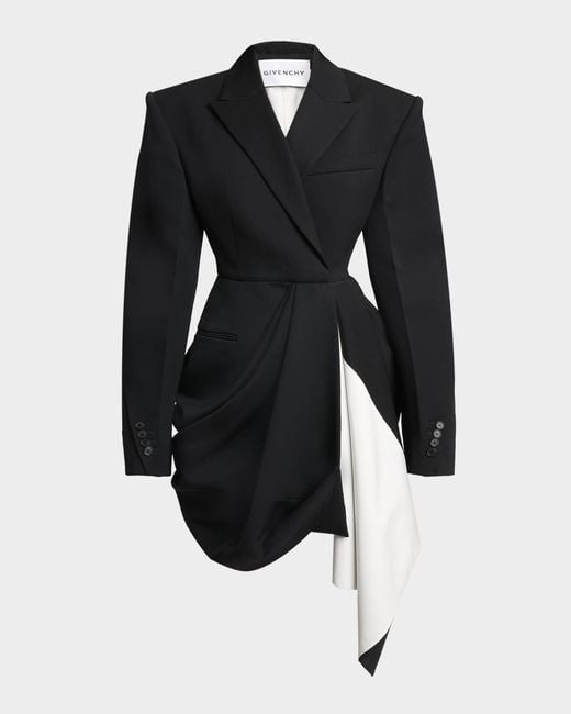 Givenchy Black Draped Grain De Poudre Double-Breasted Jacket