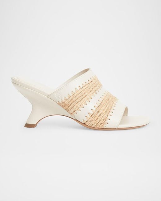 Jonathan Simkhai White Shadow Raffia Mules