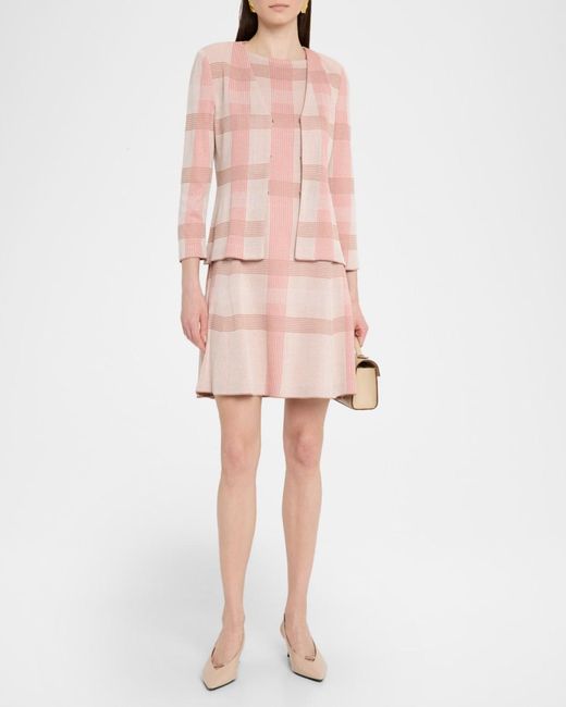 Misook Pink Tailored Plaid Knit Jacket
