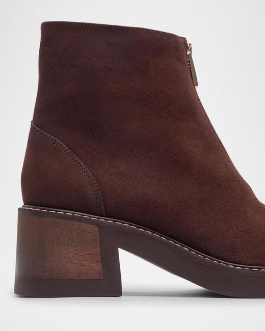 Bernardo Brown Tess Suede Zip-Front Booties