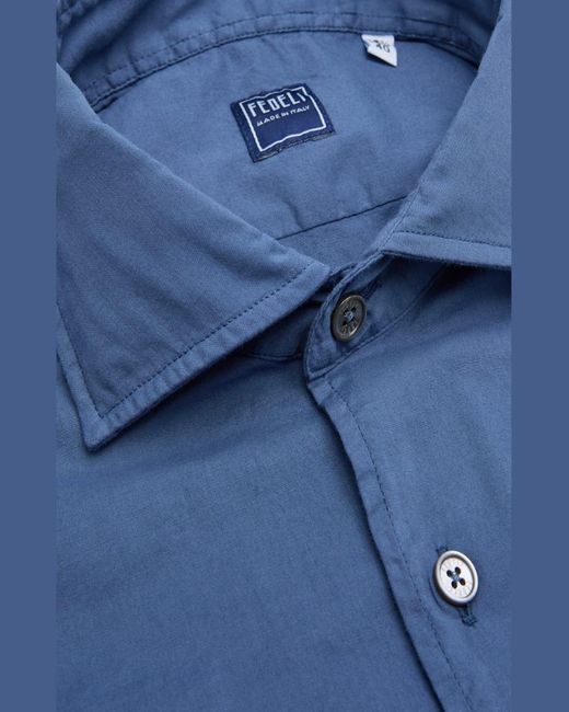 Fedeli Blue Sean Casual Button-Down Shirt for men