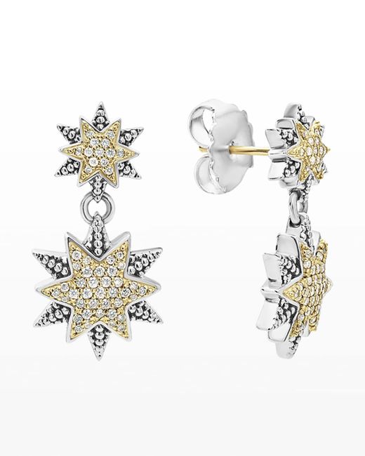Lagos Metallic Diamond Double-star Drop Earrings