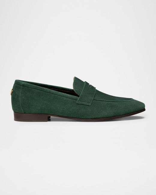 Bougeotte Green Suede Penny Loafers