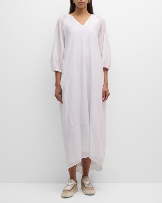 Peserico White Chain-Embellished Cotton Maxi Shift Dress