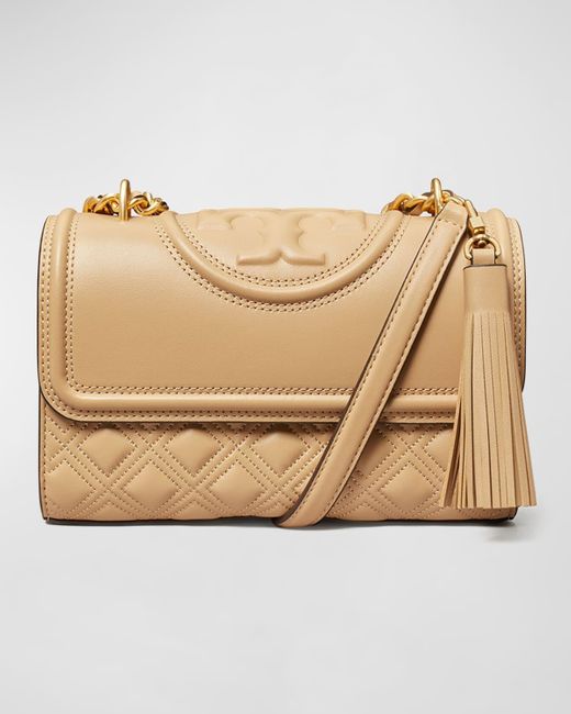 Tory Burch Fleming Small Convertible Shoulder Bag in Natural | Lyst