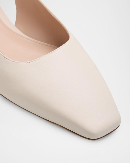 Stuart Weitzman White Stassi Leather Slingback Flats