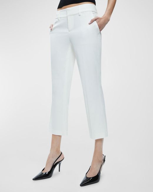 Alice + Olivia White Janis Low-Rise Cropped Flare Pants