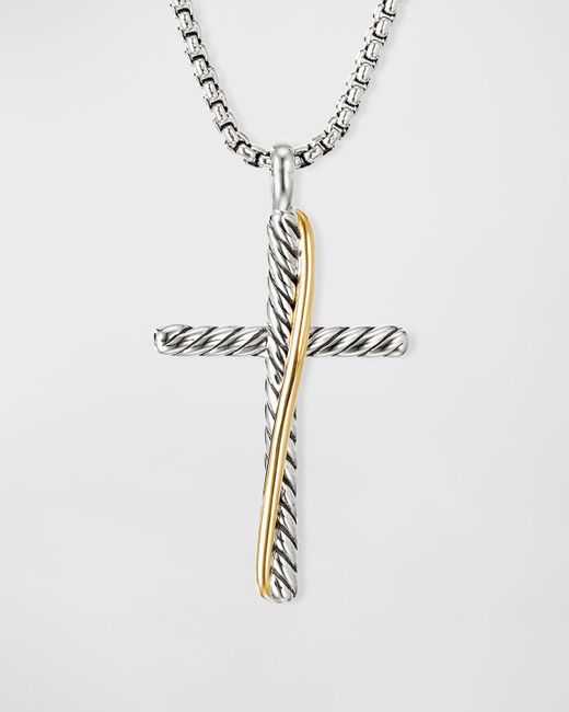 David Yurman White Crossover Cross Necklace W/ 18k Gold
