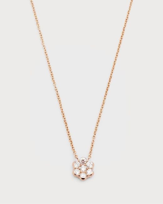 Bayco White 18k Rose Gold Flower Diamond Pendant Necklace