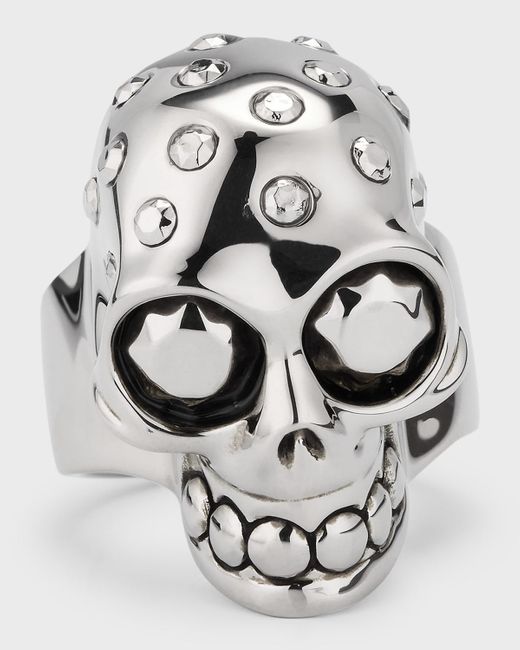 Alexander McQueen Gray Giant Skull Ring for men