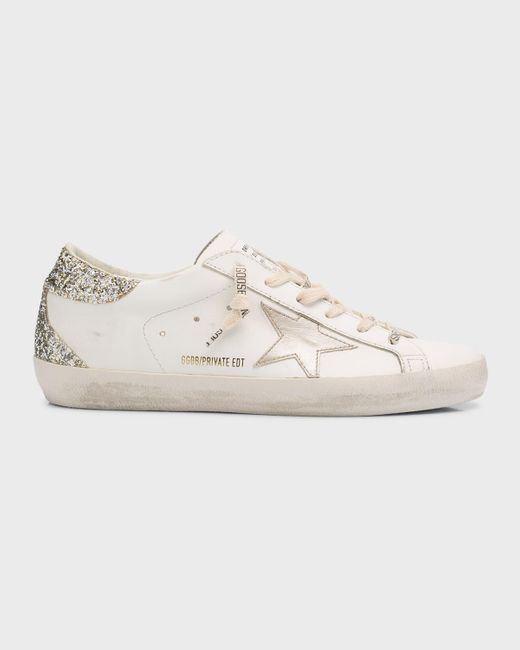 Golden Goose Deluxe Brand Natural Superstar Glitter Leather Low-top Sneakers