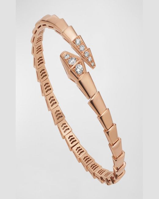 BVLGARI White Serpenti Viper Diamond Pavé 18K Rose Bracelet