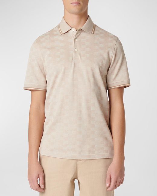 Bugatchi Natural Cotton Jacquard Polo Shirt for men