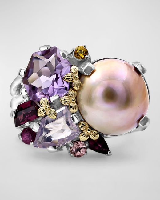 Stephen Dweck Pink Multi-stone Mabe Pearl Ring, Size 7