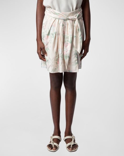 Zadig & Voltaire White Joji Floral Mini Skirt
