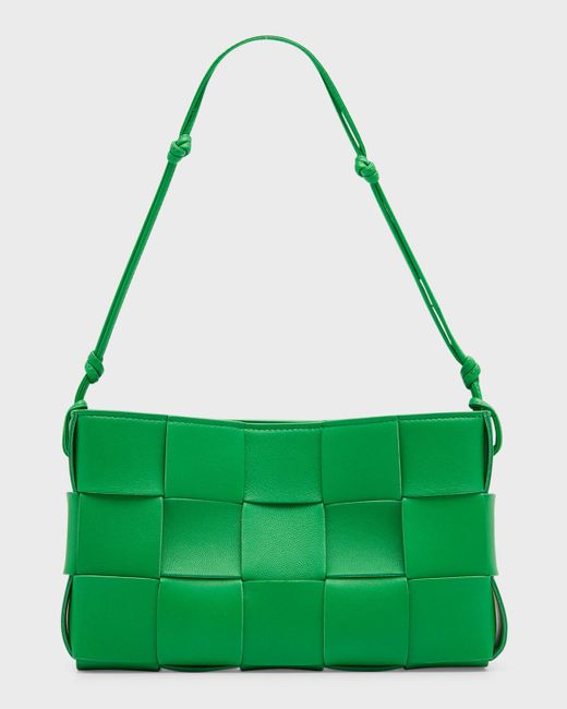 Bottega Veneta Green Cassette Intrecciato Leather Shoulder Bag
