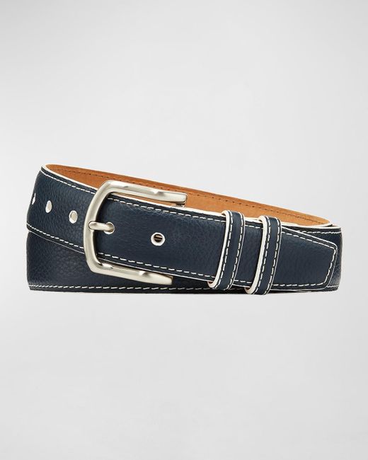 W. Kleinberg Blue South Beach Pebbled Leather Belt for men