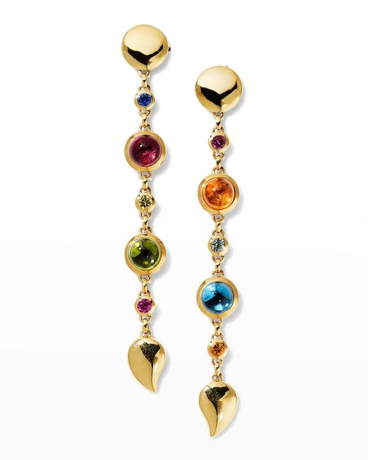 Tamara Comolli Metallic Bouton Earrings Set In Yellow Gold With Colorful Stones