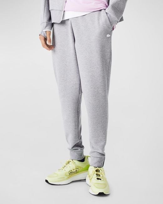 Lacoste White Apos;S Solid Active Double Face Slim Fit Joggers for men