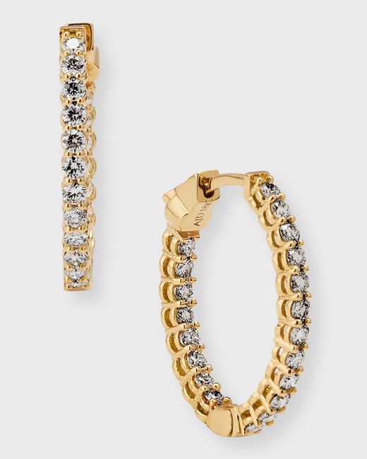 Neiman Marcus Metallic 18k Diamond Hoop Earrings