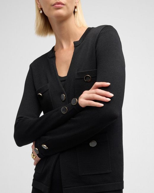 St. John Black Santiago Knit Button-Down Jacket