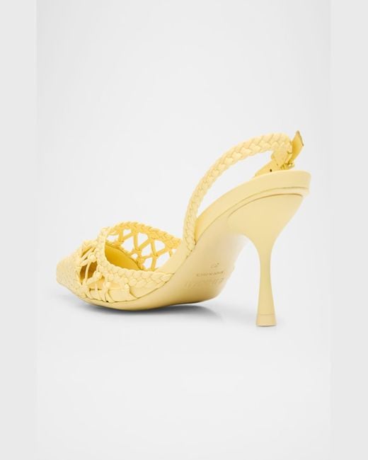 Jonathan Simkhai Metallic Dylan Open-Weave Leather Slingback Pumps