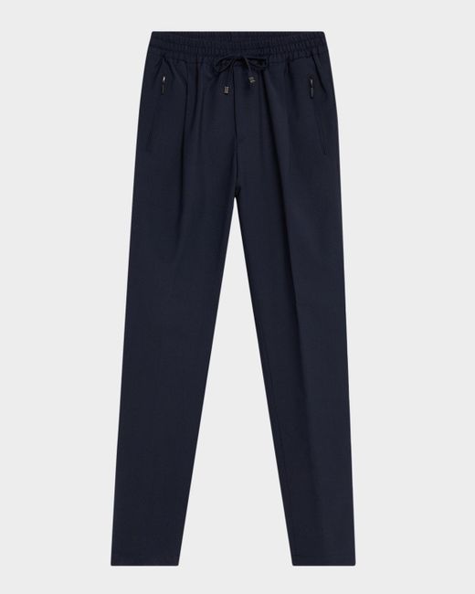 Boglioli Blue Pleated Drawstring Pants for men