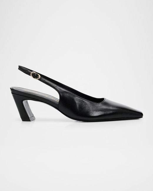 Stuart Weitzman Black 50Mm Stassi Leather Slingback Pumps