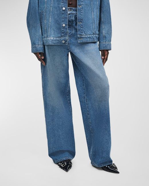 Marc Jacobs Blue Crystal Denim Oversized Jeans