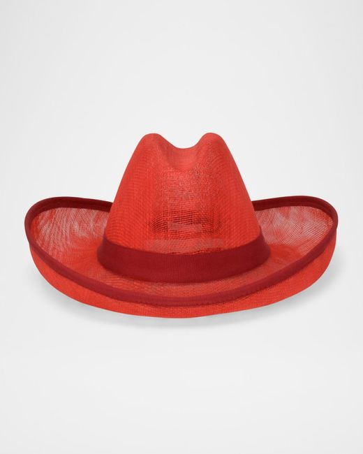 Gigi Burris Millinery Red Belle Mesh Cotton Fedora Hat