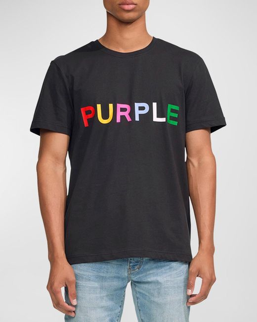 Purple Black Clean Jersey Logo T-shirt for men